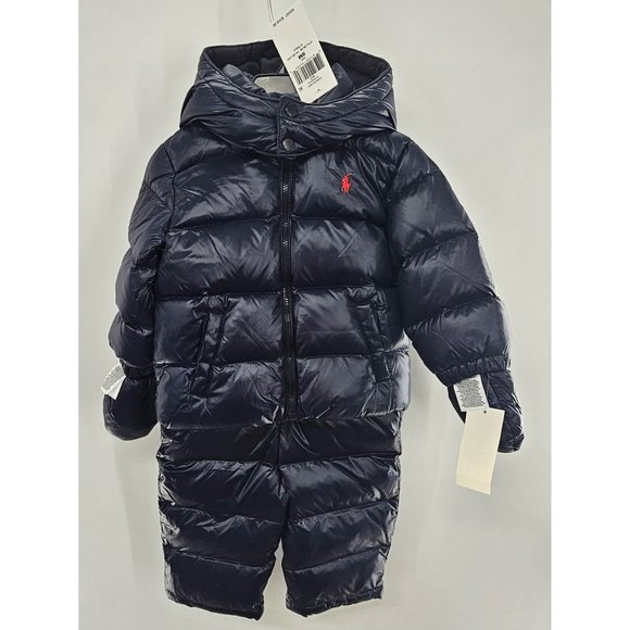 NEW!! Polo Ralph Lauren Baby Boy Water-Repellent Down Snowsuit Set 9 months - Picture 5 of 9